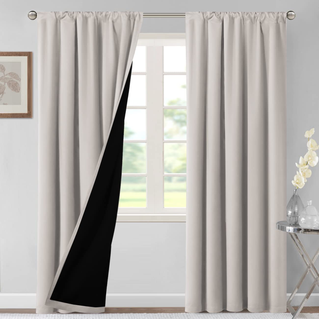 H.VERSAILTEX 100% Blackout Curtains 63 Inch Length 2 Panels Set