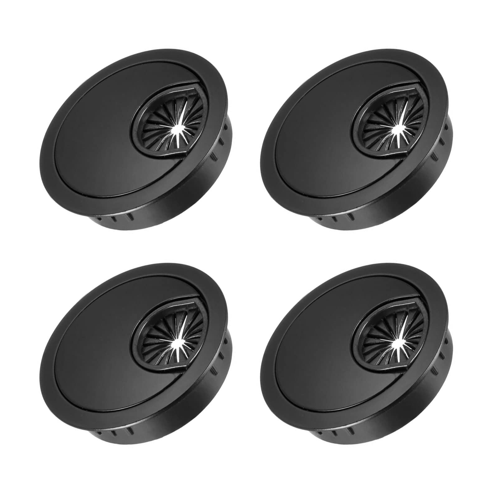 METALLIXITY Cable Cord Grommet (60mm/2.36") 4Pcs, Zinc Alloy Round Cable Hole Cover Wire Organizer - for Home Desk Cable Wire Management, Black