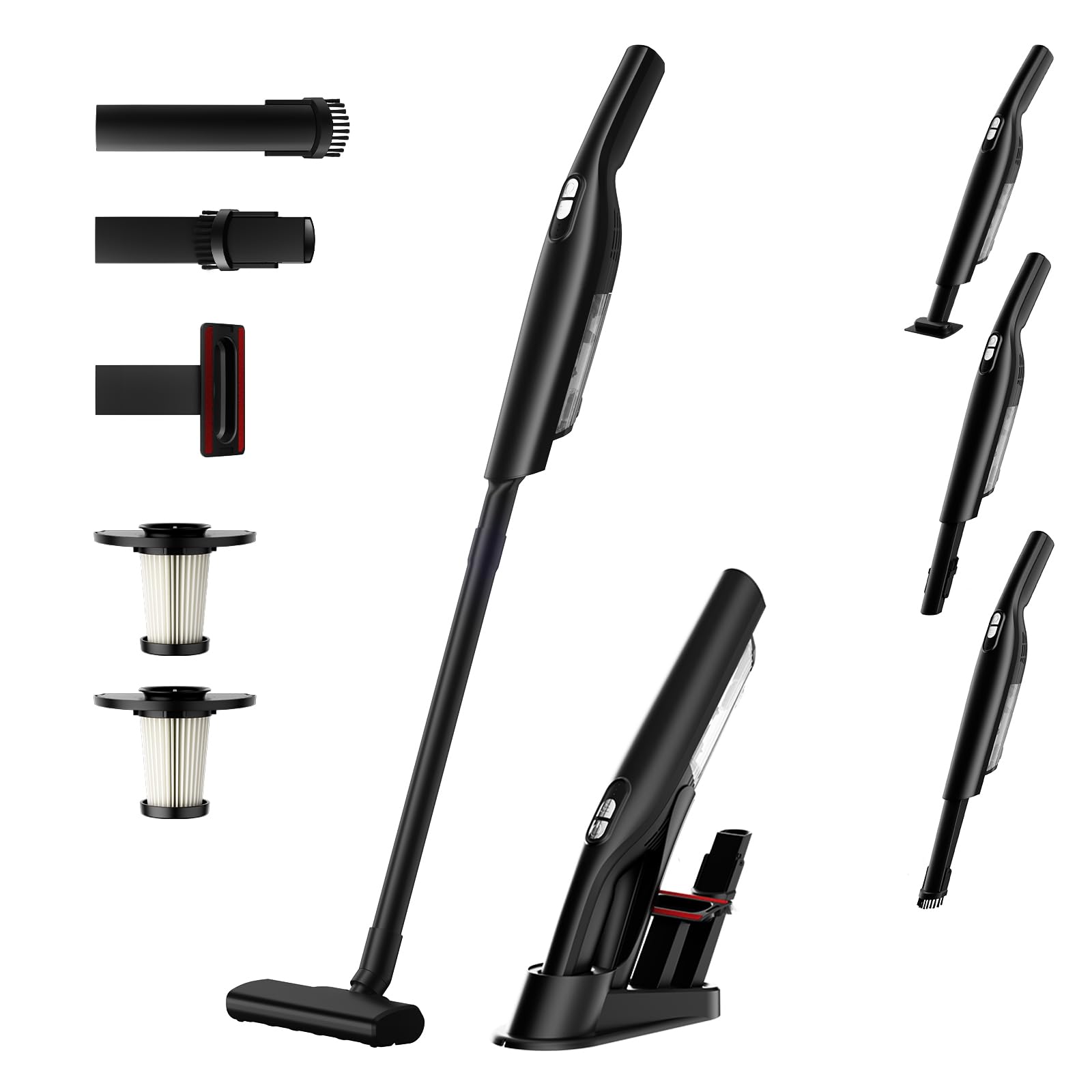掃除機 コードレス 【2025新登場】15000pa超強力吸引 ハンディスティックク 超軽量 リーナー vacuum cleaner cordless そうじき 電気掃除機 2wayタイプ LEDライト付き 自走式 多重濾過 HEPAフィルター サイクロン式 充電式 Type-C充電スタンド 充電台収納 一人暮らし 家庭用 車用 年末お掃除 日本語取扱説明書 黒い商品画像