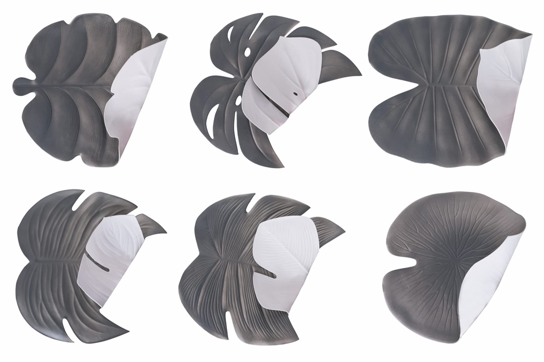 Villa d'Este Home Tivoli New Jungle Set of 6 Double Face Placemats, White + Grey, Medium