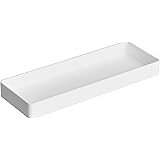 Amazon Basics Rectangular Plastic Desk Organizer, Half Accessory Tray, White