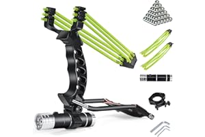 NOBONDO Strong Folding Slingshot - Powerful Adjustable Slingshot Rocket with Wrist Brace Hunting Survival Catapult with 2 Rubber Bands and 100 Ammo Balls