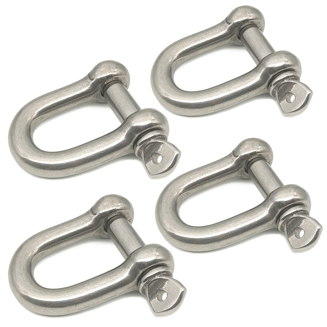 D Ring Shackle Lock-M10/0.4", 304 Stainless Steel D Ring for Heavy Duty Construction, Rigging, Vehicle Recovery, Hauling, Tie Downs, Hanging-4 Pcs