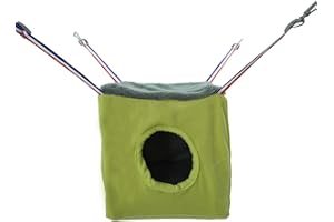 neolun Ferret Cube Hammock Hanging Bed for Ferrets Rats Chinchilla Sugar Gliders or Other Small Animals Three-Door Hammock(Light Yellow)