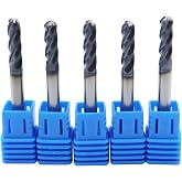 5pcs 3/16in Ball Nose Solid Carbide End Mills, 4 Flute, 30 Degree | Helix Bits Tool for Medium Hardness Steel, Brass, Iron