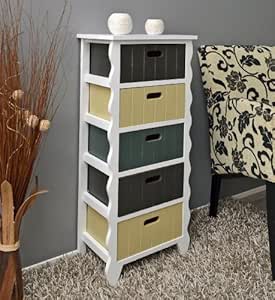 Cómoda blanca con borde dise diseño con onda de color gris,beige y