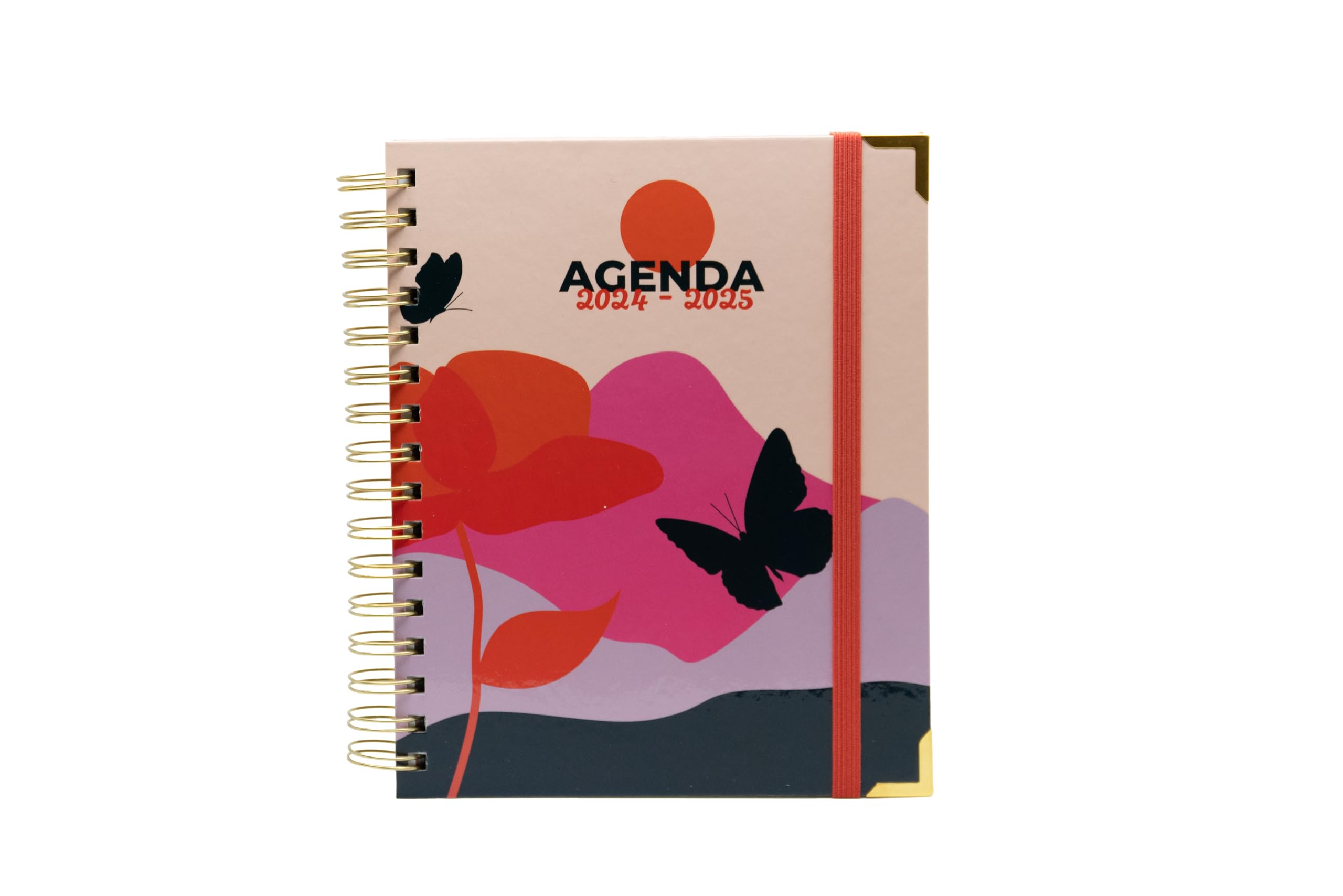 School Diary 2024-2025 Butterfly – Daily and Yearly Planning, Premium Binding – Yearly Planner with 2 Days per Page – Size 2.5 x 17.5 x 21.5 cm – Sweetcolor