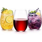 Oojami 36 Count 10 ounces Stemless Unbreakable Crystal Clear Disposable Plastic Wine Glasses - Small Size