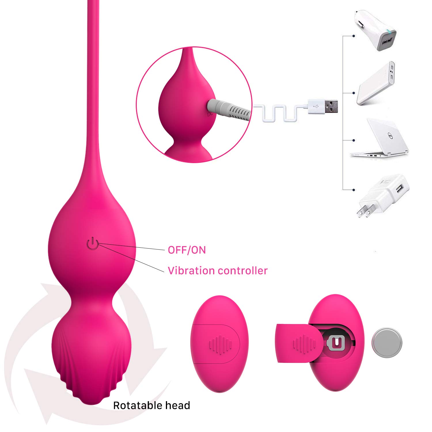 Kegel Balls Exerciser for Tightening,Kegel Weighted Exercise Balls Pelvic Floor Strengthening and Bladder Control Exercise Weights Kegel Exercise Silicone Kit with Wireles Remote Prevent Prolapse-Pink