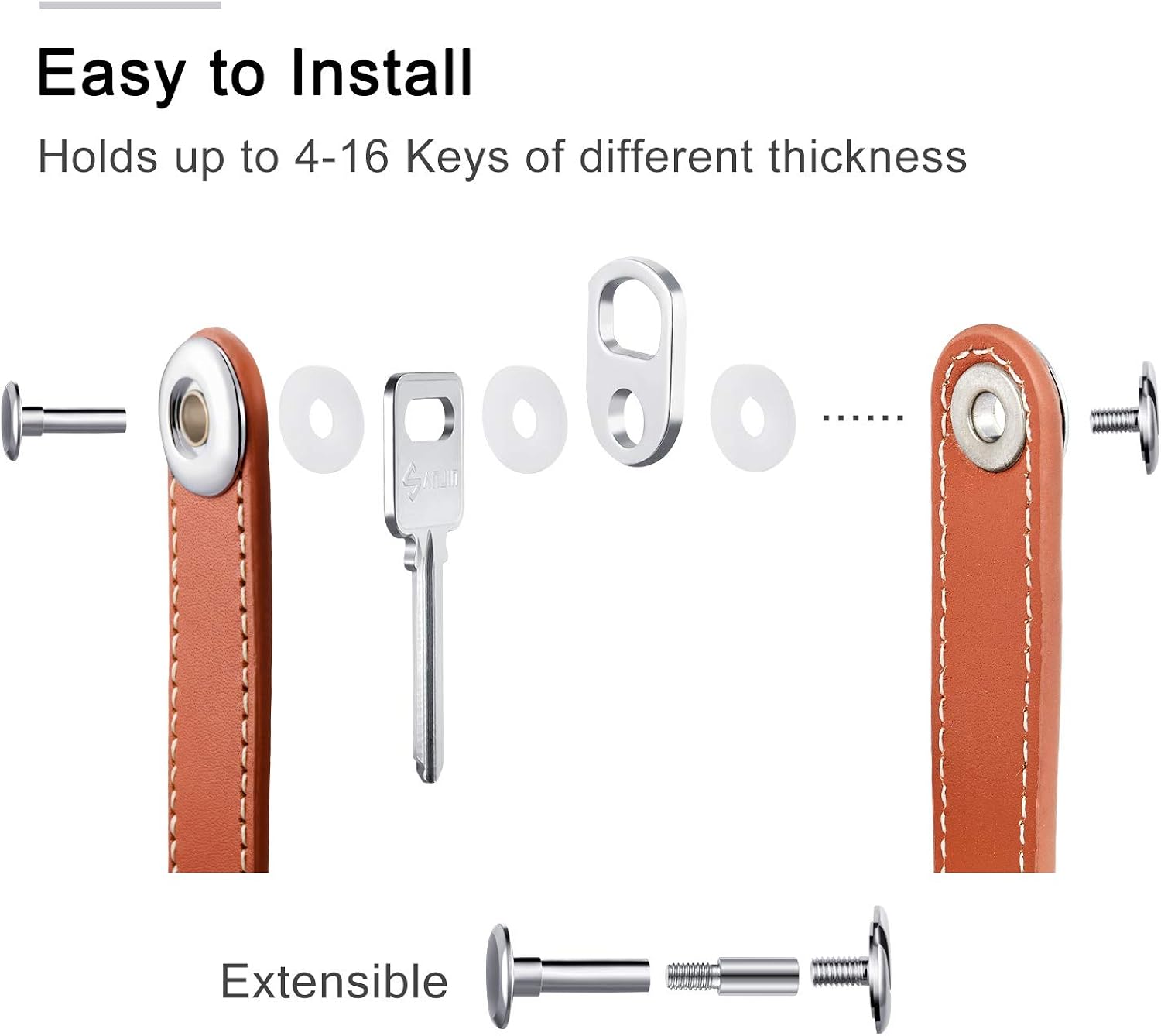 2 Sets Leather Key Organizer Compact Key Holder Folding Pocket Key Holder up to 16 Keys for Mens Father's Day Gift(Black, Brown) at  Men’s Clothing store