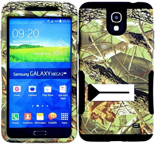 {Samsung Galaxy Mega 2/SM-G750F} Wireless Fones TM High Impact Advanced Double Layered Hunter Series Mossy Camo Hard Cover with Built in Kickstand (black)