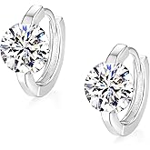 Moissanite Hoop Earrings, Moissanite Earring White Gold Plated Sterling Silver Huggie Hoop Earrings for Women Gift