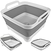 Baoswi Collapsible Wash Basin with Drain Plug - 2.4 Gallon (9L) Portable Sink for RV Camping,Space-Saving Dish Pan and Wash B