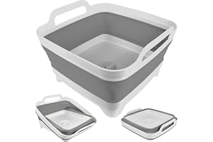 Baoswi Collapsible Wash Basin with Drain Plug - 2.4 Gallon (9L) Portable Sink for RV Camping,Space-Saving Dish Pan and Wash B