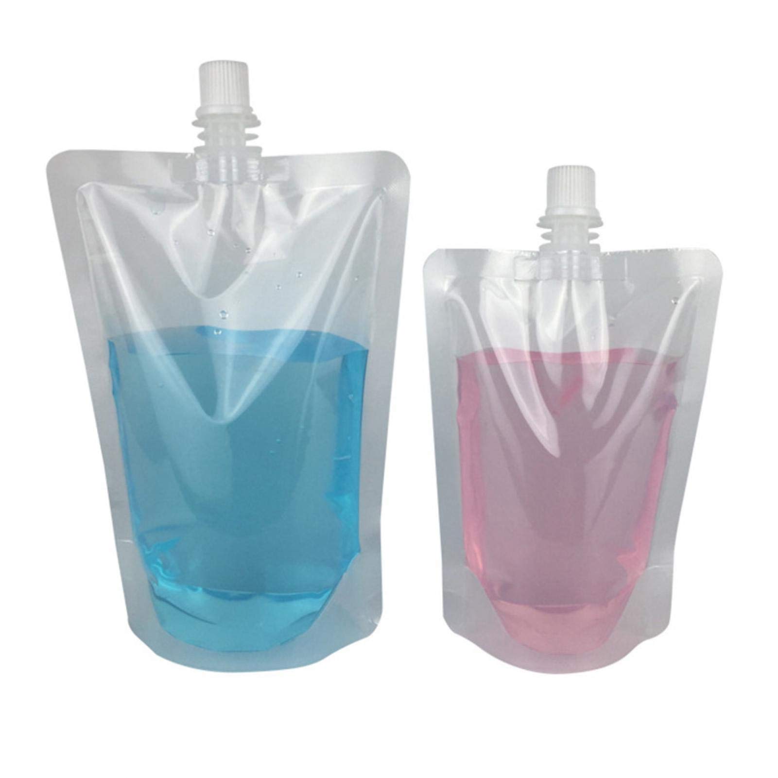 Photo 1 of 100x Drink Pouches Disposable Plastic Drinking Flasks Packaging Bag w/Rotating Nozzle Hand-held Clear Smoothie Bags for Juice Milk Brewing Beer Storaging Liquid