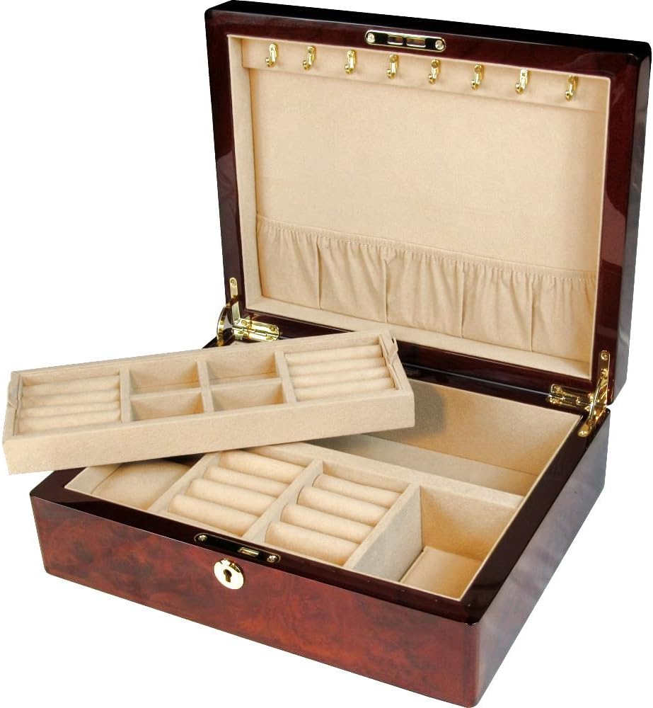 Makah Burl Wood Jewellery Box with Tray