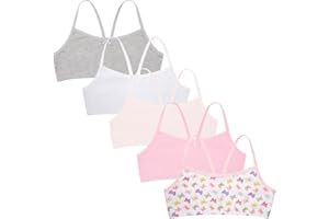 RENE ROFE 5 Pack Cotton Girls Training Bras - Racerback Crop Cami Training Bras for Girls