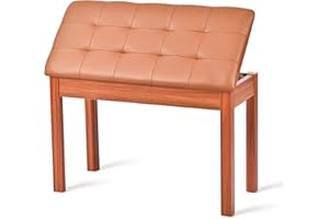ZHRUNS Duet Piano Bench Wooden Keyboard Bench with Storage Compartment, 29''Piano Chair Seat with Padded Cushion, Long Piano Stool Brown