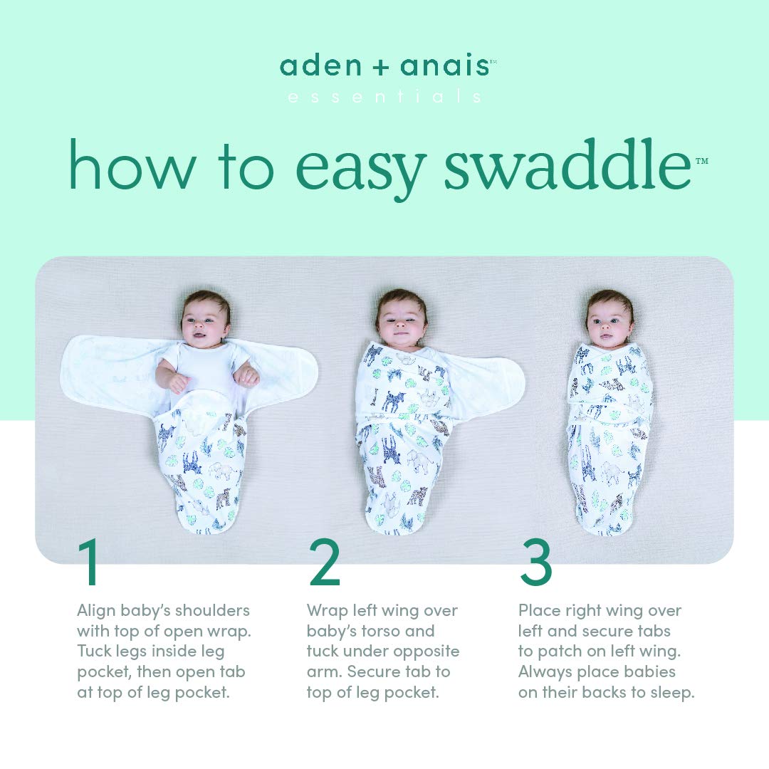 aden + anais, Cotton Knit Baby Wrap, Newborn Wearable Swaddle Blanket, 3 Pack, Multicolor Toile, 4-6 Months, Large