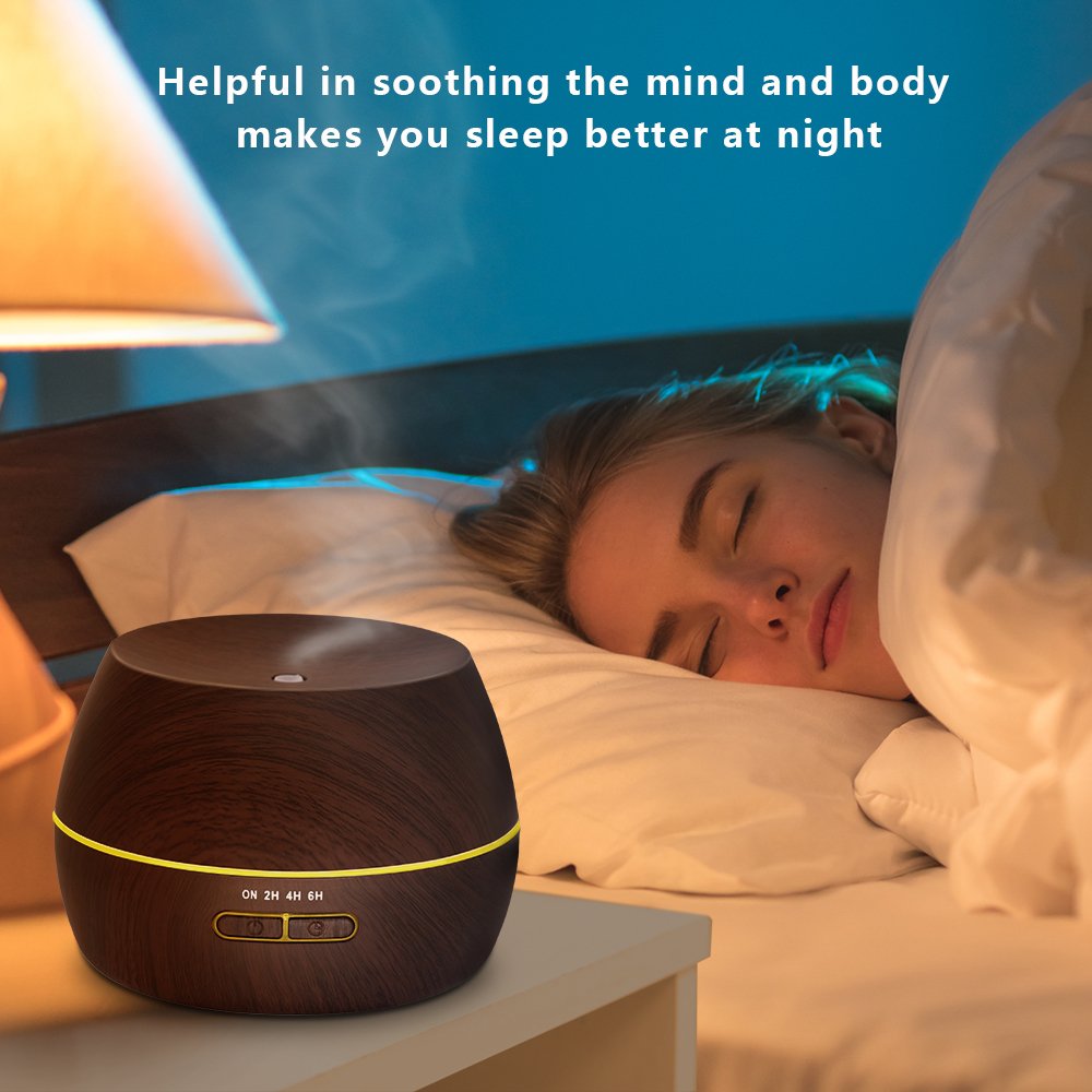 Afloia Humidifier Oil Diffuser Essential Oil Diffuser and Humidifier 300ml Aromatherapy Diffuser Ultrasonic Scented Oil Diffusers Wood Grain Black