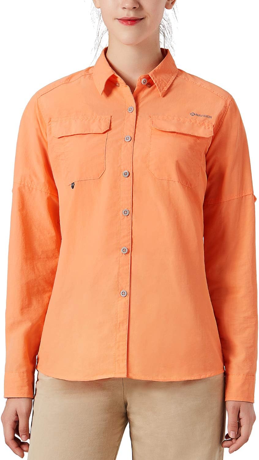NAVISKIN Women's UPF 50+ Sun Protection Outdoor Long Sleeve Shirt Lightweight Quick-Dry Cooling Fishing Shirts