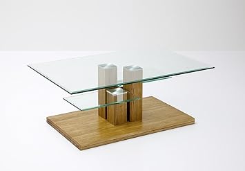 Couchtisch Beistelltisch Glas Eiche Asteiche Massiv Mit Ablage L 110 Cm Amazon De Kuche Haushalt