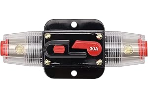 Bumbesti 12-24V DC 30A Fuse Holder Resettable Inline Fuse Circuit Breaker Inverter for Automotive Marine Boat Audio Solar System Inverter
