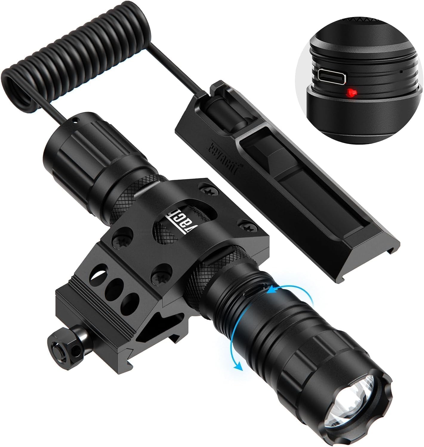 Feyachi FL31 LED Torches Tactical Flashlight IPX7 Protection 4 Modes LED Light Picatinny Rail Flashlight Included with Pressure Switch