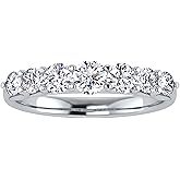 0.94 cttw Seven Stone Lab Grown Diamond Wedding Band for Women in 14K Yellow Gold | E-F Color, VS-SI Clarity | Anniversary or Stackable Ring