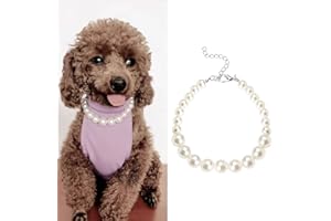 Pearl Dog Collar Necklace for Small & Medium Dogs - Adjustable, Cat & Dog Neck Accessories & Decorations - Perfect for Dog Lo