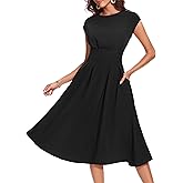 Wedtrend Women's 1940s Dresses with Pockets 50s Retro Dress Tea Length Cocktail Dress Vintage Swing Dresses