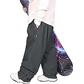 SNBOCON Mens Womens Unisex Snow Baggy Oversize Snowboard Skiing Pants Winter Waterproof Outdoor Elastic Waist Trousers