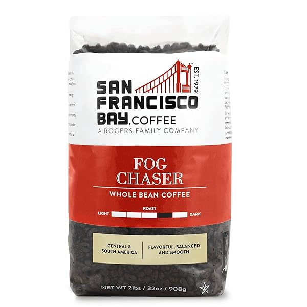 SAN FRANCISCO BAY COFFEE – MEDIUM-DARK ROAST WHOLE BEAN COFFEE – FOG CHASER (2 LB BAG)