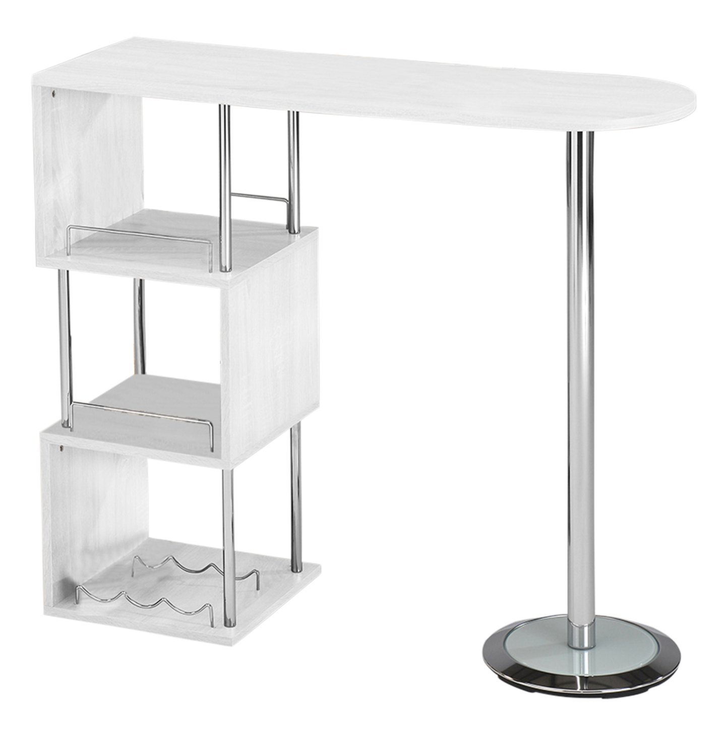 Kings Brand Furniture Bar Table with Storage Shelves with Chrome Finish