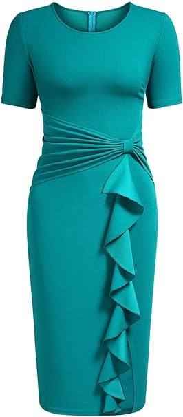 Miusol Vintage Volant Festa Lavoro Vestito A Matita Da Donna Amazon It Abbigliamento