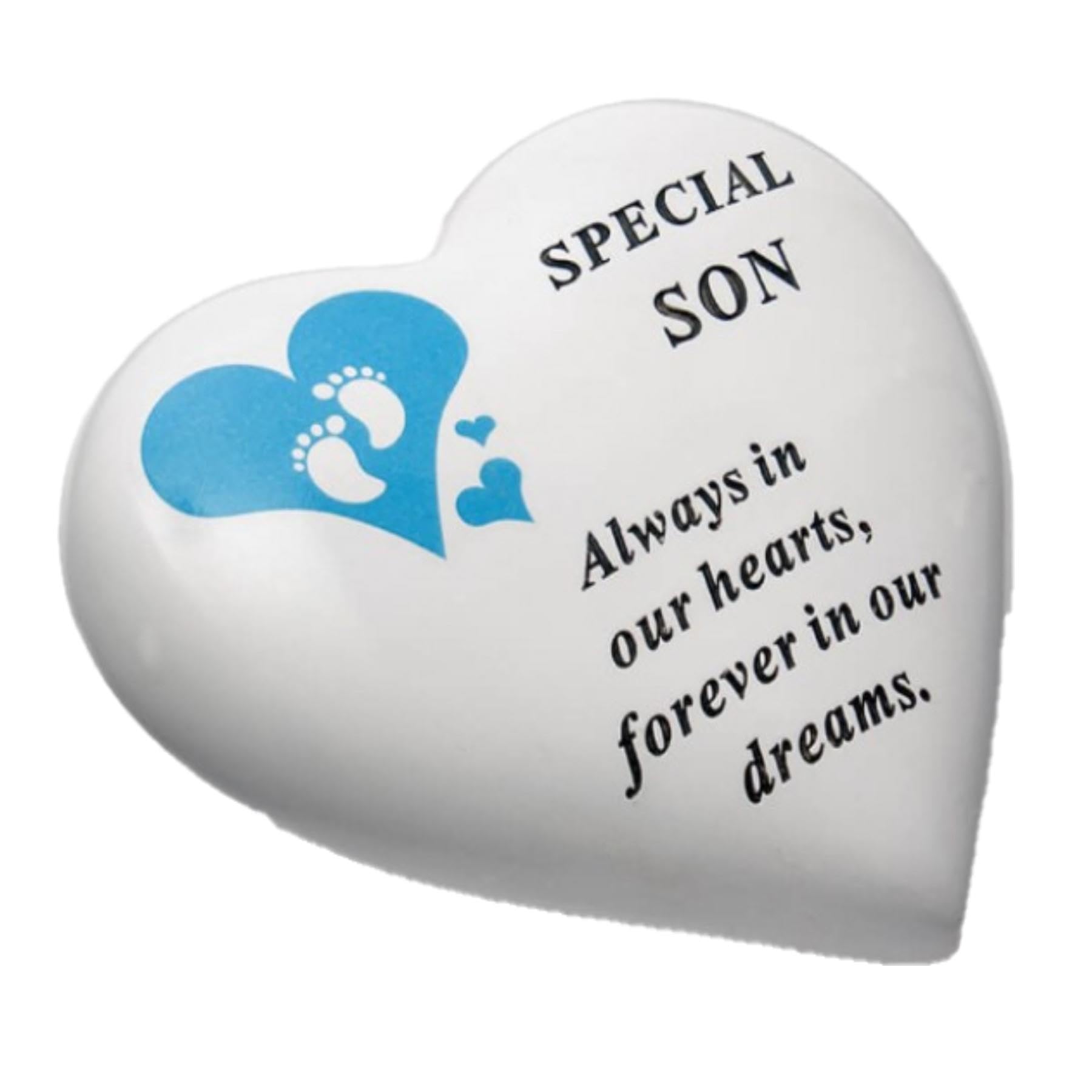 Baby Graveside Memorial Heart Ornament Footprints - Special Son 2505
