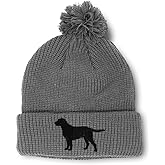Speedy Pros Pom Pom Beanies for Women Black Labrador Retriever Lab Embroidery Skull Cap Winter Hats for Men One Size