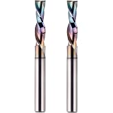 SpeTool 2-Piece Downcut Spiral Router Bits, 1/4 Inch Shank 1/4 Inch Cutting Diameter 1 inch Cutting Length , Extra Long Life Coating CNC Router Bits End Mill for Wood Carving Mortise Slot