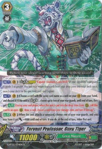 Cardfight!! Vanguard TCG - Fervent Professor, Guru Tiger (G-BT02/034EN) - G Booster Set 2: Soaring Ascent of Gale & Blossom