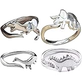 COLORFUL BLING Dinosaur Rings Tyrannosaurus Triceratops Adjustable Rings Knuckle Band Jewelry for Him Her Personalized Jurassic Era Animal Jewelry