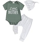 wybzd Little Brother Newborn Outfit T-Shirt Romper Top and Pants Sets Baby Coming Home Hospital Clothes Summer Clothing