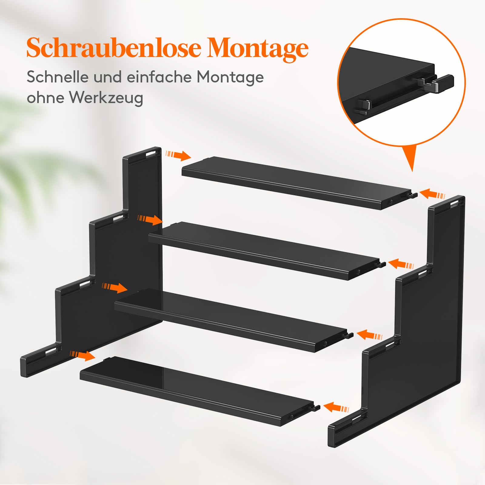 Lifewit 4 Tier Acryl Display Ständer, 1 Stück Parfüm Organizer, Plastik Regal Organizer für Figuren Nagellack Gewürz Kosmetik Hautpflege Kunsthandwerk, Acryl Display Riser Regal 30 cm/12", Schwarz 3