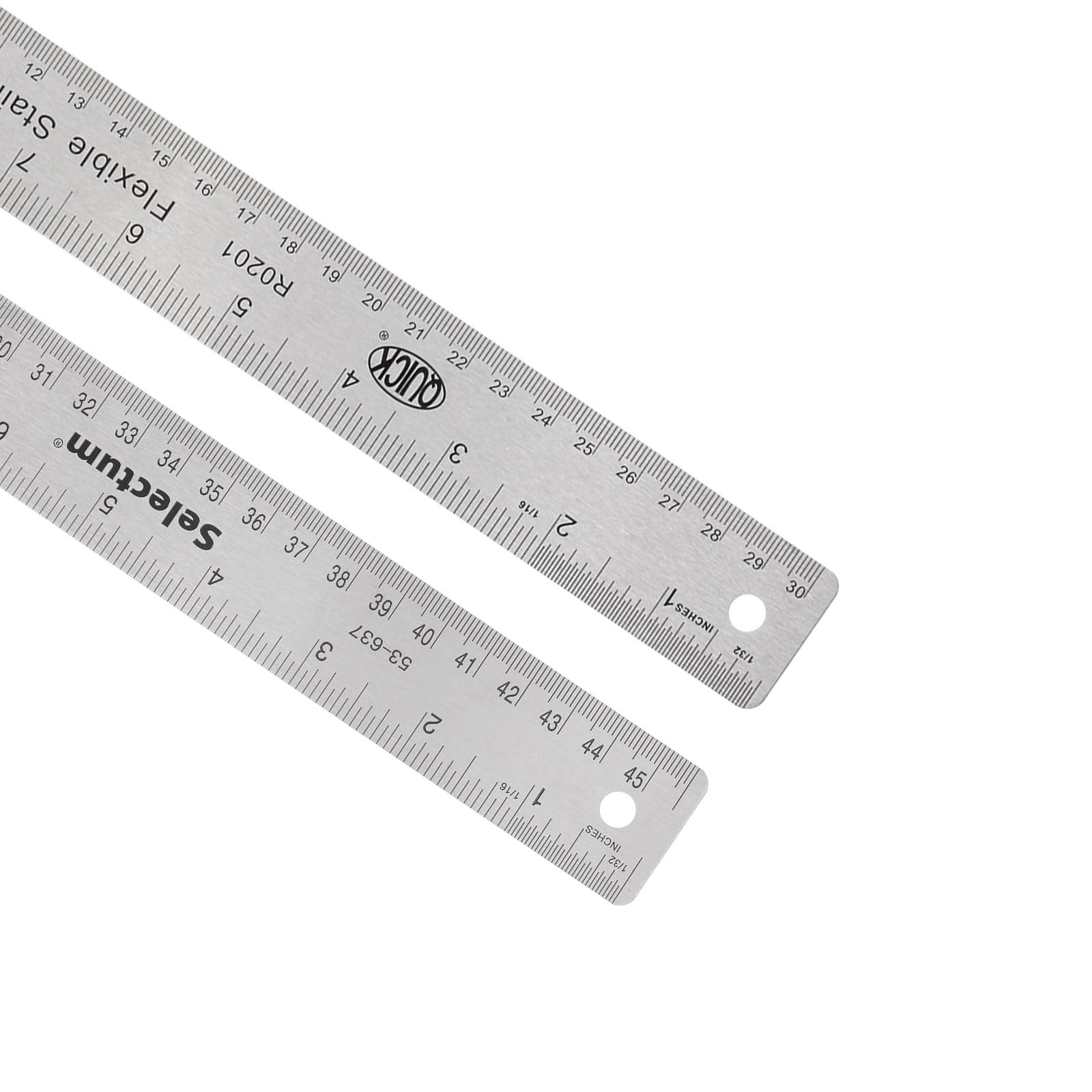 Kozelo 2pcs Stainless Steel Ruler - [16 Inch, 18 Inch] Double-Scale Metal Measuring Tools with Non-Skid Backing for Architectural Design Use