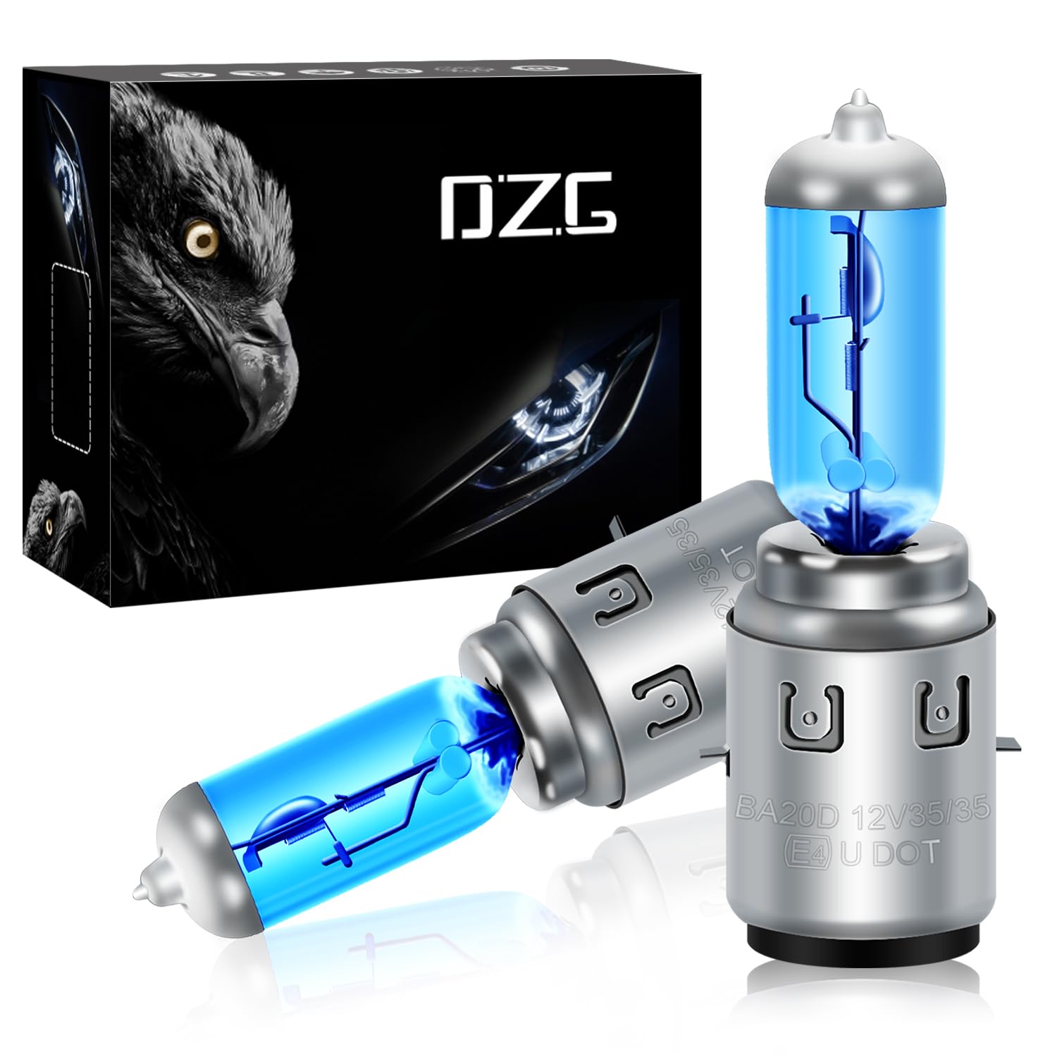 DZG - S2 / Ba20d Halogen Bulbs - 12V 35/35W Super White Headlight Lamps 5500K Motorcycle Hi Lo Bulb, 2 Pieces — image 1