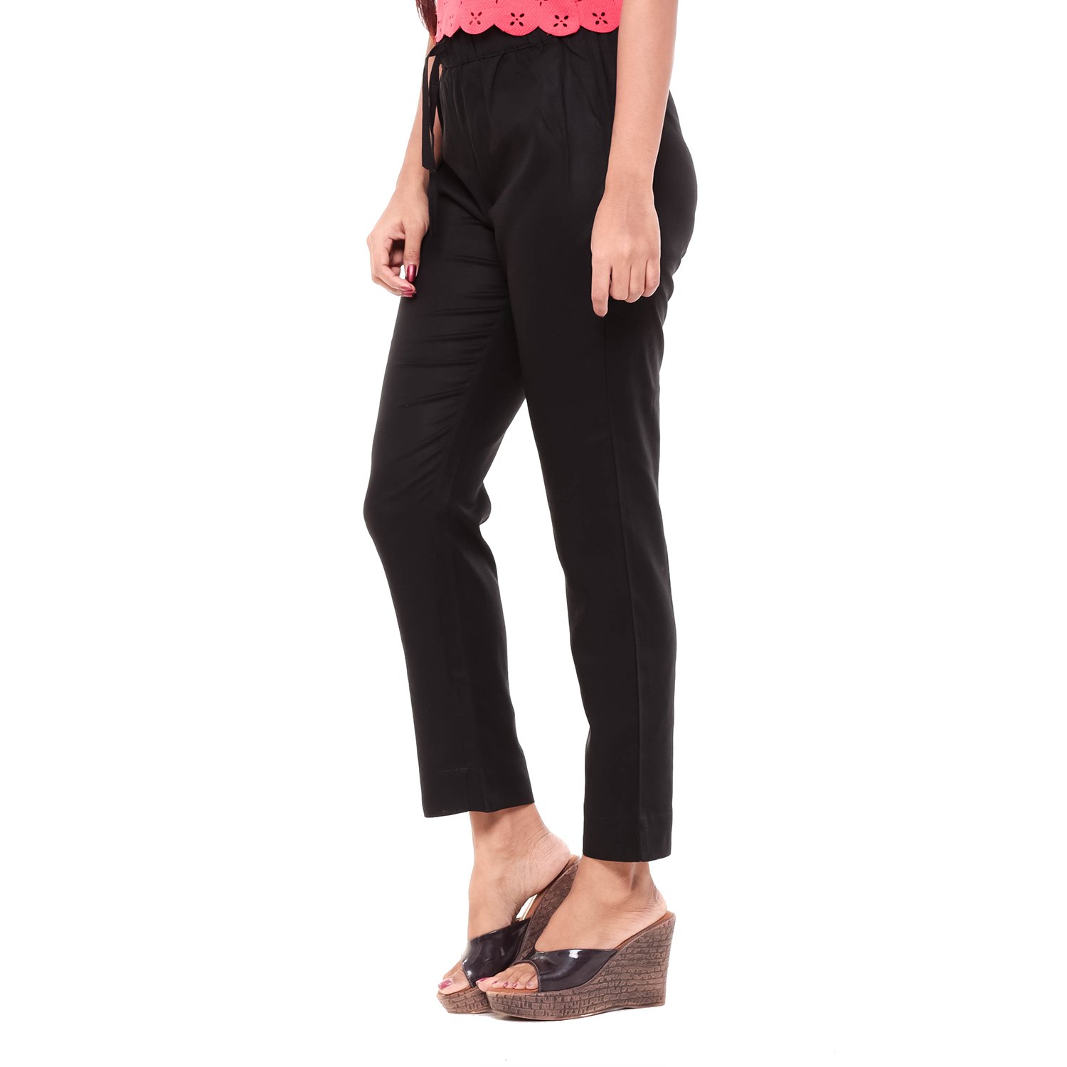 easy 2 wear womens black ankle length pants