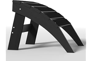 Plawdlik Folding Ottoman for Adirondack Chair–HDPE All-Weather Footrest for Outdoor Use, Garden & Poolside– Anti-Cracking, Fade-Resistant, Easy Assembly–Black