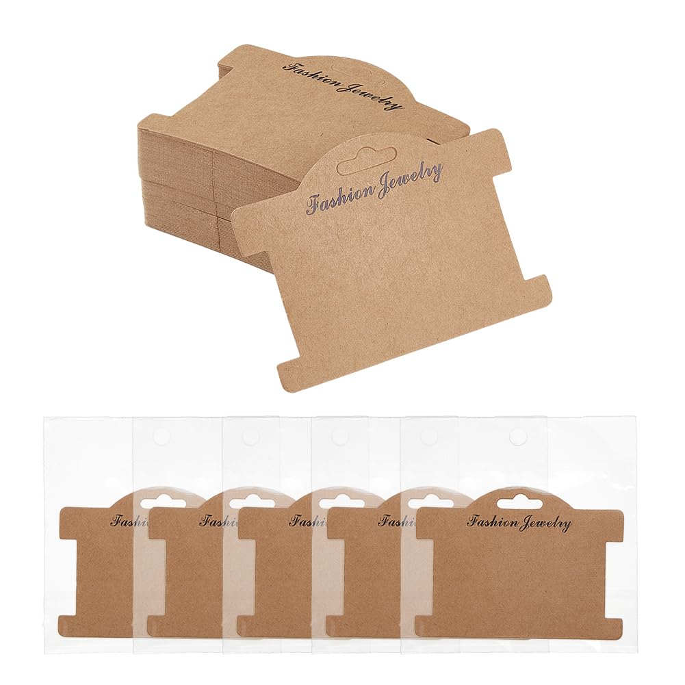 SUPERFINDINGS 200 Sets Brown Bracelet Display Cards 7x9.6cm Bracelet Packaging Bracelet Business Supplies Hair Clips Packaging Display Card Bracelet Jewelry Packaging