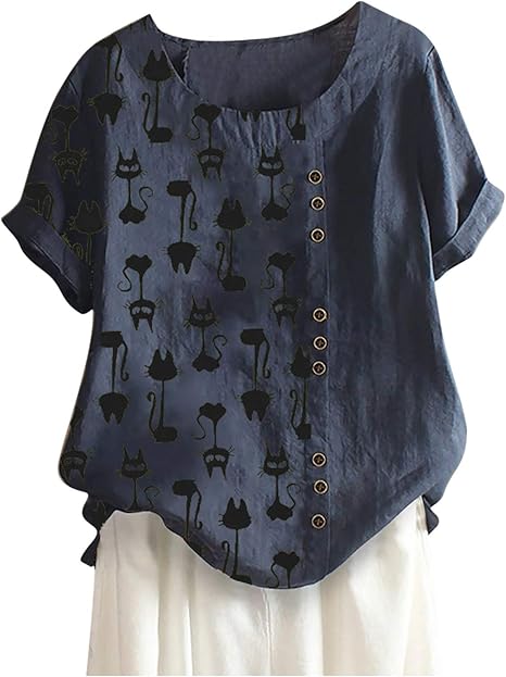 Cotton Blouses for Women Short Sleeve 