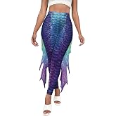 color cosplayer Mermaid Yoga Print Leggings for Women Plus Size Fish Scale High Waisted Pants Halloween Costume Tights