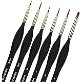 Detail Model Paint Brushes Set - 6 Pieces Miniature Painting Brushes for Acrylic, Watercolor - Airplane Kits, Ceramic, Plasti
